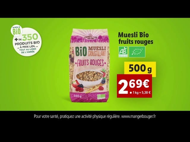 Pub Muesli Bio fruits rouges Lidl octobre 2020