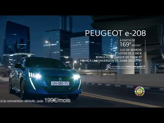 Pub Peugeot e-208 octobre 2020