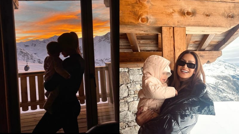 Vitaa et sa fille Noa devant un couché de soleil hivernal…