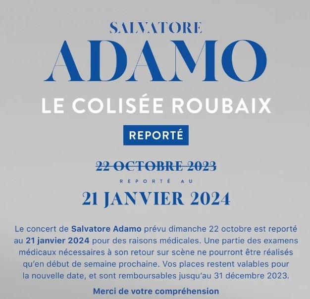 Salvatore Adamo annule un autre concert. Il doit subir d'autres examens médicaux. - adamo 2