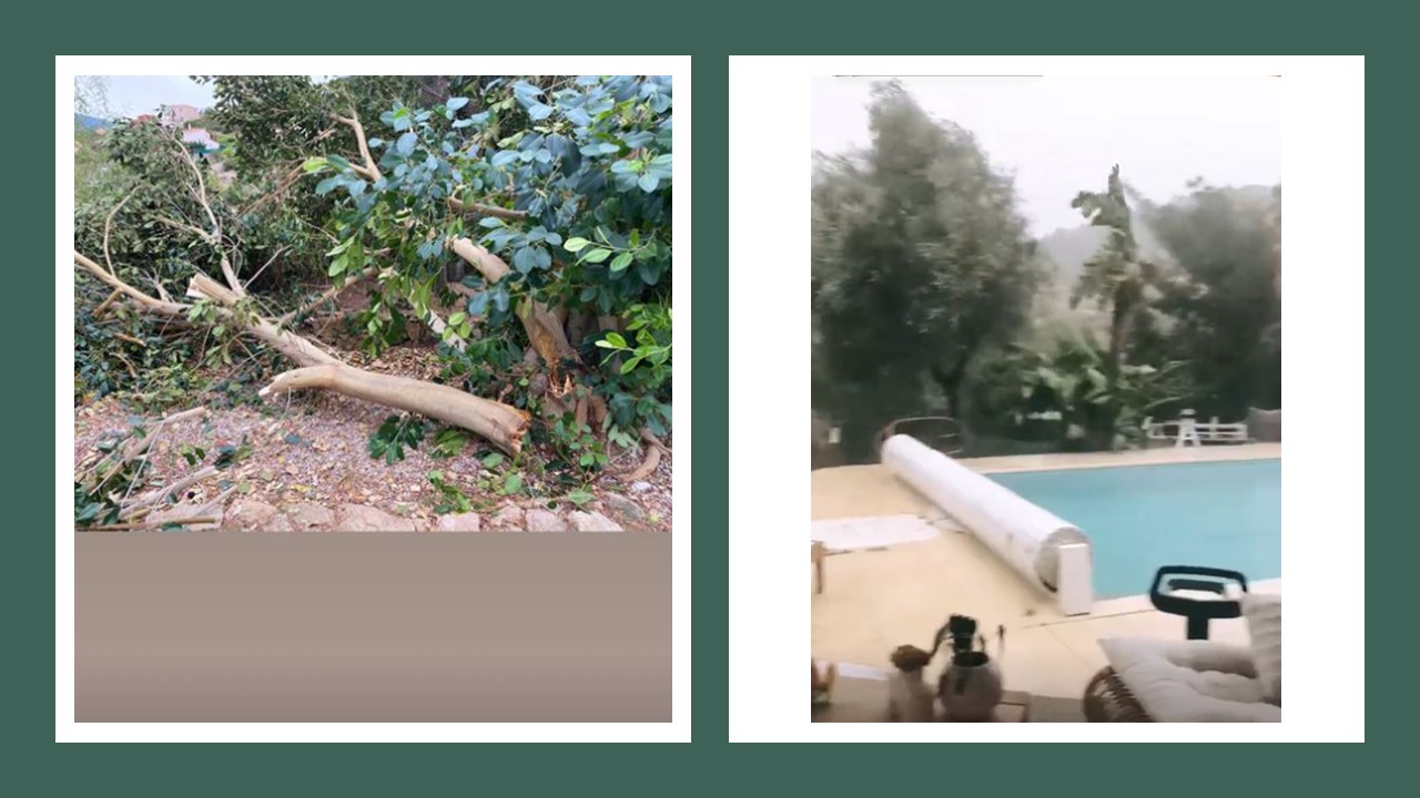Alizée publie des images de la tempête qui passe dans sa propriété corse.