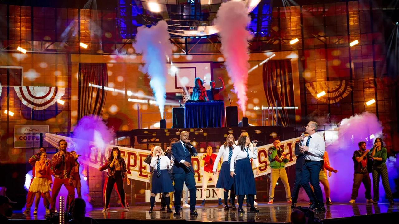 Live : Vitaa, Slimane, Amir chantent aux Enfoirés 2023 à Lyon.