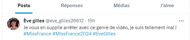 Miss France : "Je vous en supplie arrêtez, je suis tellement mal !" : Eve Gilles réagit après les critiques. - eve gilles