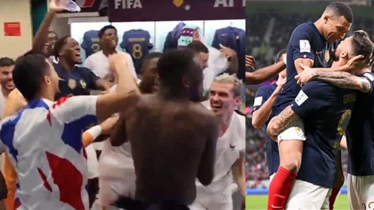 L'équipe de France fête sa victoire dans les vestiaires "Freed From Desire" - fifa