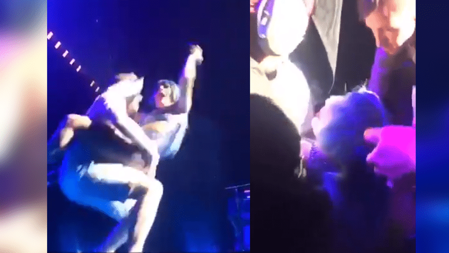 GROSSE CHUTE DE LADY GAGA LORS D&rsquo;UN CONCERT. Portée par un Fan, la Star tombe de scène.