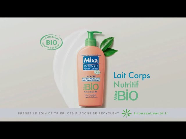 Pub Lait corps Mixa intensif peaux sèches Bio huile d'abricot (Estelle Lefébure) mars 2020 - lait corps mixa intensif peaux seches bio huile dabricot estelle lefebure