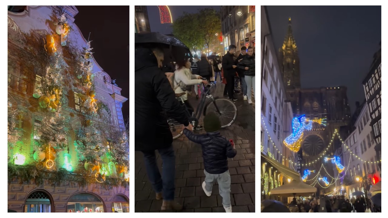 Matt Pokora promène sa petite famille au marché de Noël chez lui à Strasbourg.