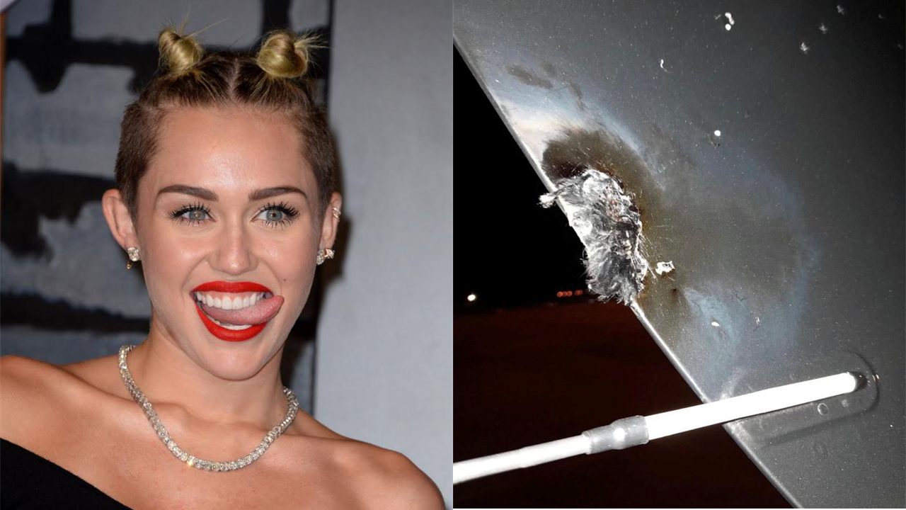 L&rsquo;avion de Miley Cyrus frappé par la foudre en plein vol et obligé d&rsquo;atterrir en urgence en Amérique du Sud.