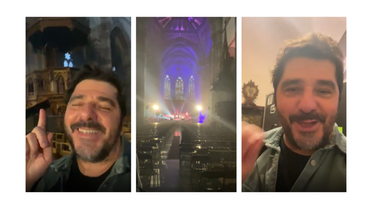Patrick Fiori se filme et nous présente l'église d'Obernai où il se produit ce soir. Super sympa ! - patrick fiori 2