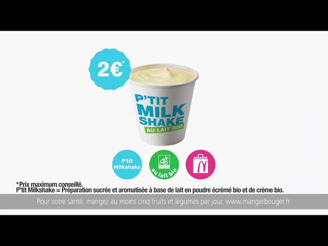 Pub P'tit Milk Shake au lait Bio vanille McDonald's 2019 - ptit milk shake au lait bio vanille mcdonalds