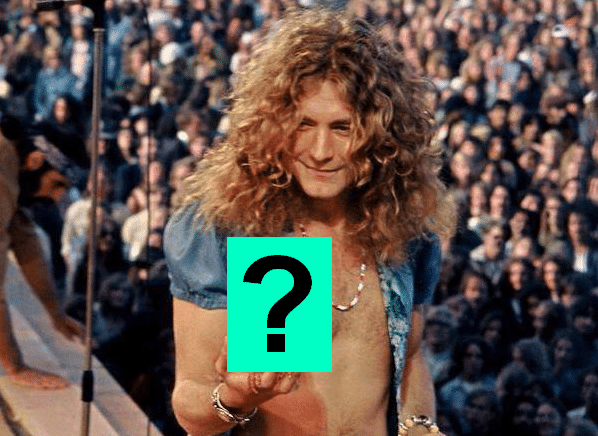 Robert Plant de Led Zeppelin tenant ... dans ses mains lors d'un concert de 1973 - robert plant de led zeppelin concert de 1973 quizz2