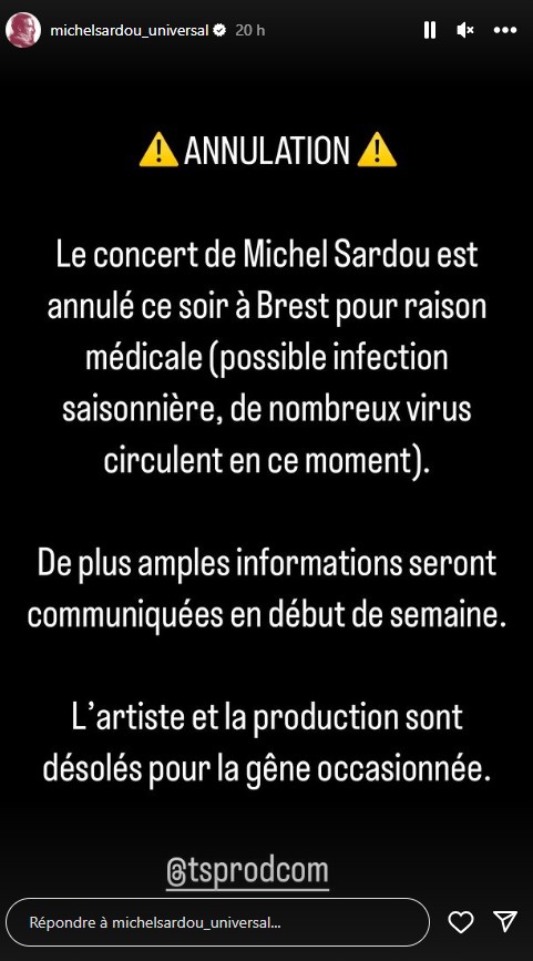 A moins de quatre heures de l'évènement, Michel Sardou annule son concert de Brest pour raison médicale - sardou 7