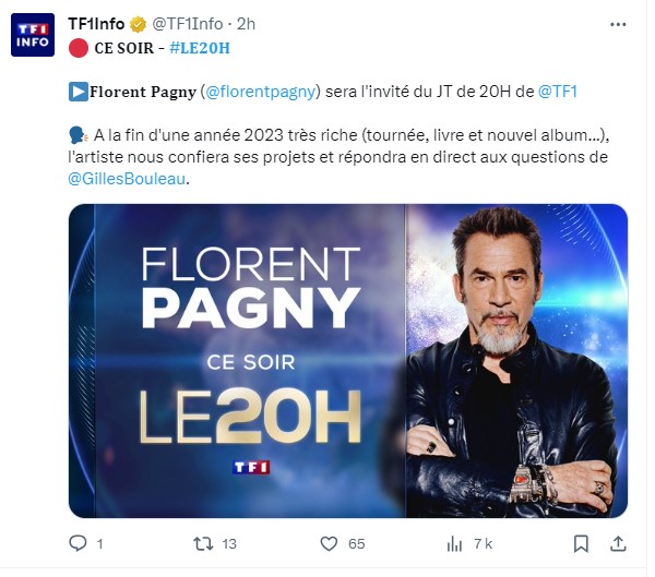 Florent Pagny au journal de 20H sur TF1 ce jeudi 16 novembre. Que va-t-il annoncer ? - tf1