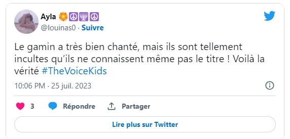The Voice Kids : Les internautes scandalisés après la prestation de Romain éliminé. - tweet 1 1