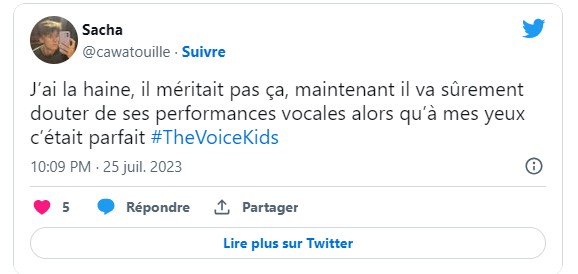 The Voice Kids : Les internautes scandalisés après la prestation de Romain éliminé. - tweet 5 1