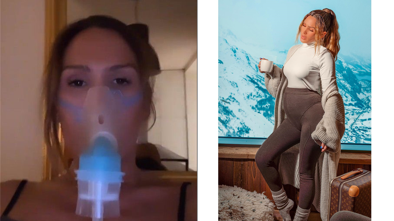 Vitaa enceinte annonce être positive au Covid 19 et publie plusieurs photos d&rsquo;elle sous masque respiratoire.