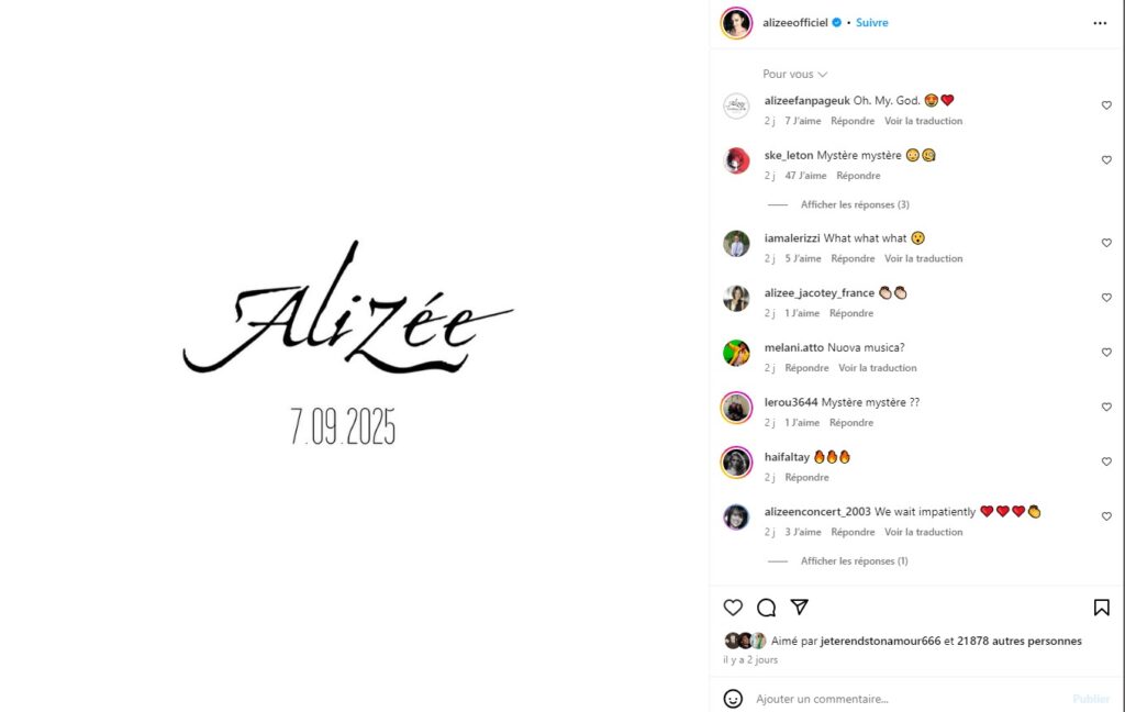 Alizée enflamme la toile avec une mystérieuse publication ! - alizee