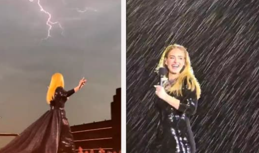 Adele incroyable le 14 août à Munich : Complétement trempée, sous une pluie battante, elle continue son concert en souriant... - adele