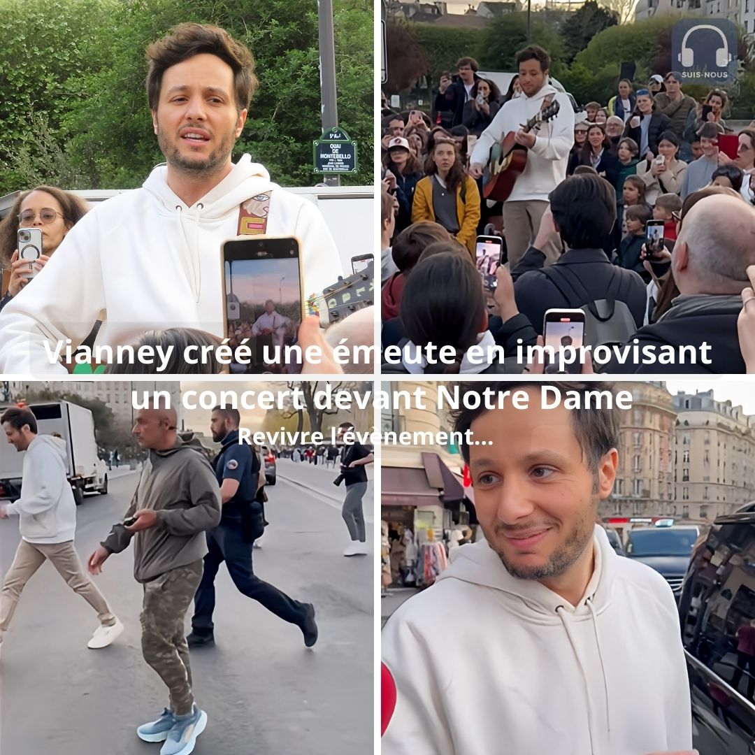 Vianney improvise un concert dans la rue, devant Notre Dame. L&rsquo;attroupement formé l&rsquo;oblige à abréger…