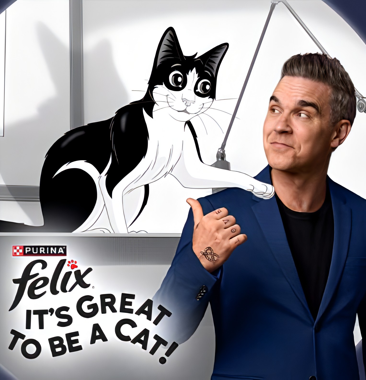 Musique de la Pub « Felix le chat » – « It&rsquo;s Great To Be A Cat » par Robbie Williams.